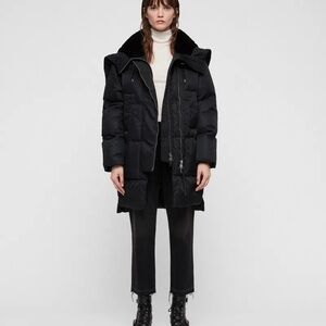 AllSaints Black Kayla Puffer Coat